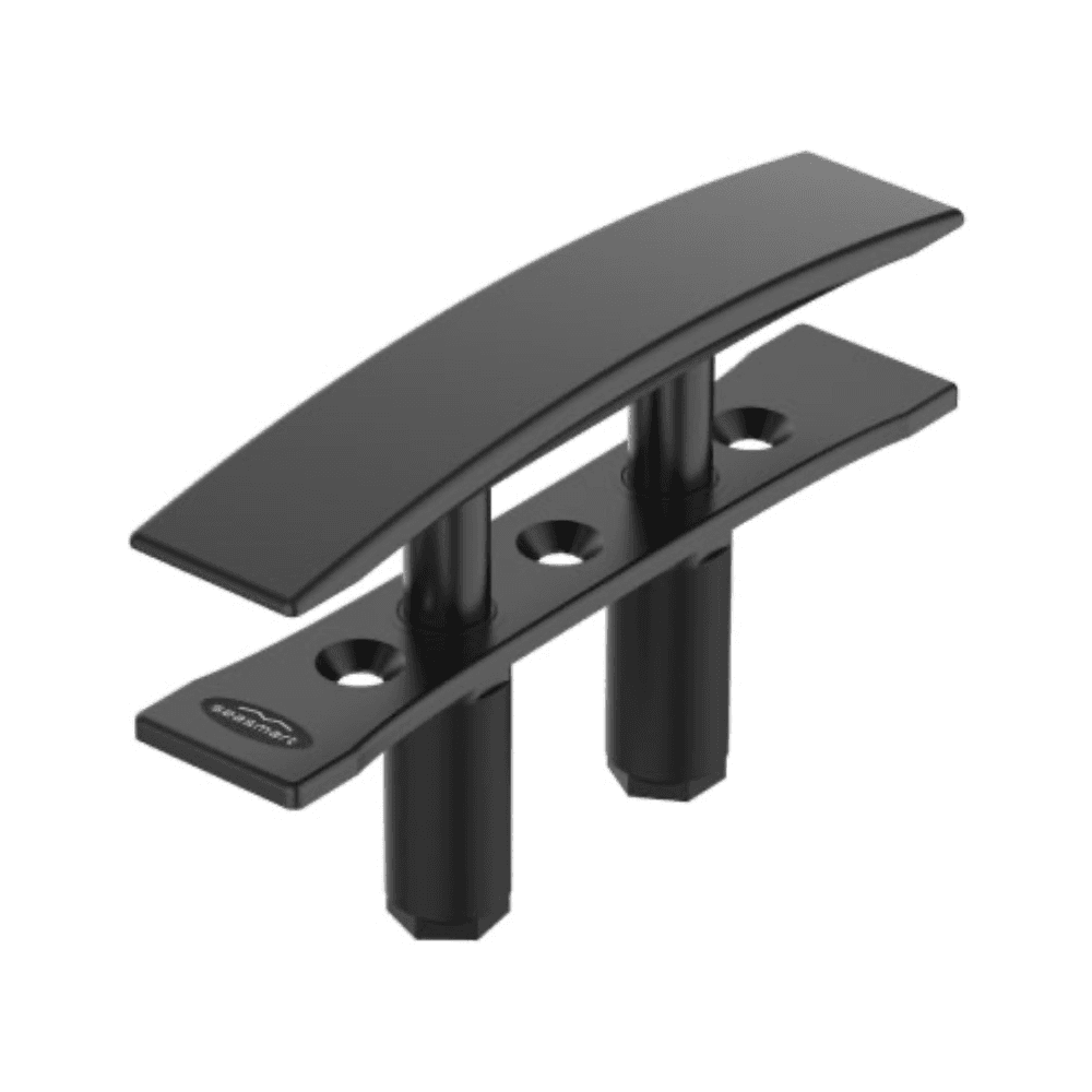 BE240 aluminium pop-up cleat in black finish, raised above its mounting base