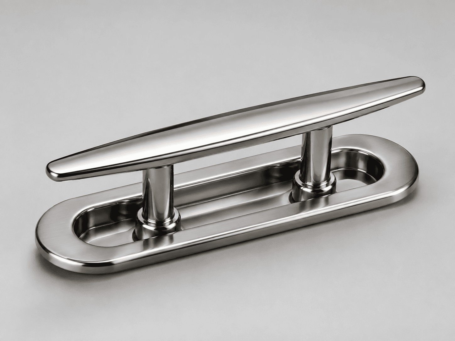 Product-type illustration of a raised retractable cleat with two stems and a recessed base